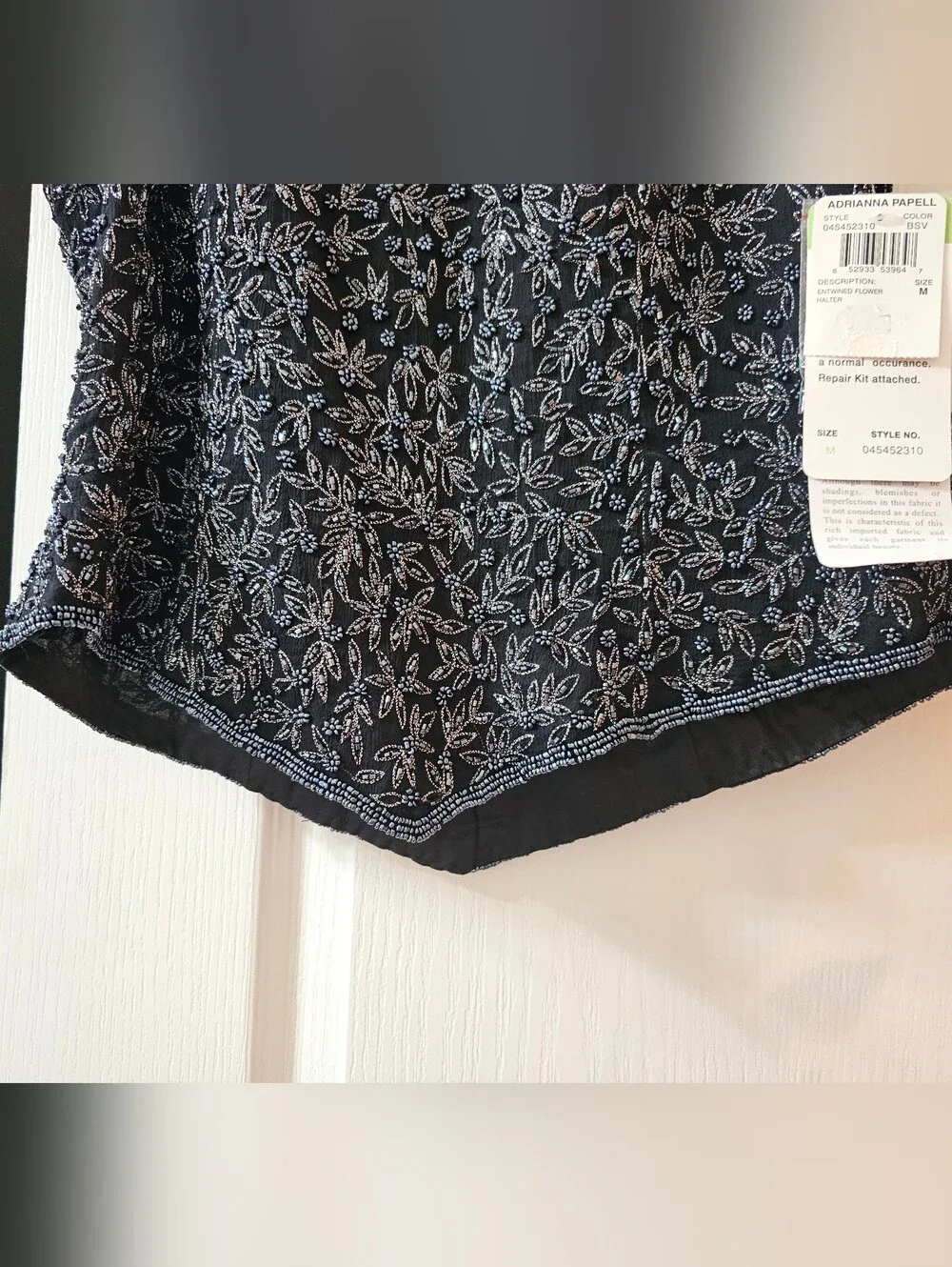 Adrianna Papell Black Beaded Sleeveless Top